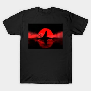 Wolf Wolves Blood Moon Lake Clouds Howling T-Shirt